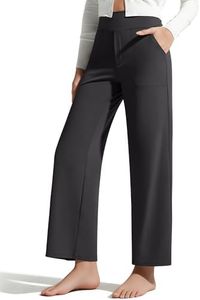 G4Free Yoga Pants for Women with Pockets,High Waist Soft Comfy Wide Leg Ankle Length Casual Trousers (Black,XXL,27")