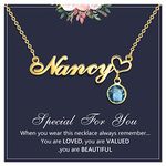 Name Necklace Personalized for Women : 18K Gold Plated Custom Name Necklace Chain Name Plate Choker Necklace Customized Gift Idea for Women Girl Female Friends Girlfriend BFF, (Birthstone Name)