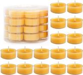 28Pcs Yellow Candles Beeswax Tealights Smokeless 4 Hour Burn Time Unscented Natural Beeswax Tea Lights,Perfect for Birthday Party,Wedding,Spa,Home Decor