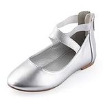 Nova Utopia Toddler Little Girls Dress Ballet Elastic Ankle Strap Flat Shoes,NF Utopia Girl NFGF316 Silver 12