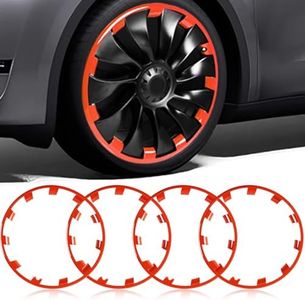 Wheel Rim Protect for Tesla Model Y 21" (2020-2024), Easy-Install Hubcaps Wheel Cover, Scratch-Resistant Car Tire Trim Rings, Stylish Design for Induction Wheels, Tangerine 4Pcs Model Y Accessories
