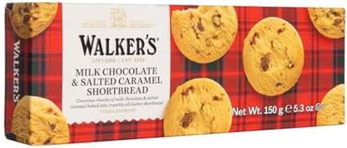 Walker’s All-Butter Salted Caramel & Milk Chocolate Chunk Shortbread - 9-Count Box - Authentic Shortbread Cookies from Scotland