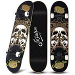 Sefulim 31 x 8 Inch Complete Skateboard 7 Layer Canadian Maple Double Kick Deck Skateboard for Boys Girls Teens Adults Beginner