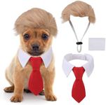 EXPAWLORER 3 Pack Dog Halloween Costume - Funny Pet Clothes with Collar Tie, Cat Dog Wig Toy Holiday Apparel for Party Small Medium Dogs