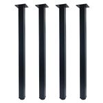 QLLY 30 inch Adjustable Metal Desk Legs, Square Office Table Furniture Leg, Set of 4 (Black)