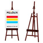 MEEDEN Walnut Large Painters Easel Adjustable Solid Beech Wood Artist Easel, Studio Easel for Adults with Brush Holder, Holds Canvas up to 48"