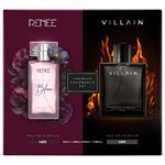 RENEE x VILLAIN Him & Her Premium Eau De Parfum Gift Set 50 ml + 100 ml| Long Lasting Luxurious Perfume Combo for Men & Women| Scent for All Occasions