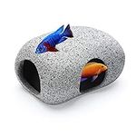 Aquarium Hideaway Rocks for Small Fishes, Shrimps to Breed, Play and Rest, Safe and Non-Toxic Ceramic Fish Tank Ornaments, Hideout Stone for Betta