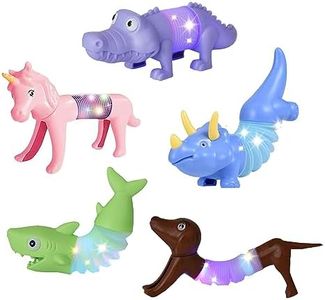 Boxgear 5-Pack LED Pop Tubes Mixed Animal Fidget Toys – Sensory Tubes for Toddlers – Cute Animal Sensory Fidget Toys for Girls and Boys – Stress-Relief Pop Sound Spring Toddler Sensory Toys