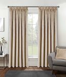 Enhanced Living Velvet Cream Thermal 100% Blackout Curtains with Tape Top - 90 x 72 Inch (229 x 183cm) - Supersoft Energy Saving & Noise Reducing Curtains for Living Room & Bedroom.