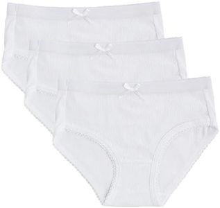 Feathers Girls Solid White Snug Fit Tagless Briefs Underwear - 100% Cotton Super Soft Panties