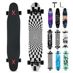 Opurtdor Longboard 8 Layers Decks 46"x8" Skateboard Pro Complete Skate Board Maple Wood Long Board for Adults Beginners (Psychedelic)