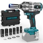 Cordless Impact Wrench 1/2 inch for Makita Battery 900FT-LBS with 6 Sockets and Durable Toolbox Brushless Impact Gun Includes LED Work Light - High Torque Impact Driver, No Battery