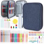 Katech 99-Piece Crochet Hooks Set, Crochet Hook Kit with Crochet Case, Ergonomic Knitting Needles Weave Yarn Kits DIY Hand Knitting Craft Art Tools for Knitting Hat, Bag, Socks, Scarf and Sweaters