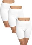 STRETCH IS COMFORT Women's Oh So Soft Biker Shorts Set of 3 Pieces White Medium