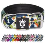 TSPRO Tactical Dog Collar 1.5 inch Wide Dog Collar Military Grade Strong Dog Collar Thick Dog Collar Heavy Duty Metal Buckle Dog Collar Fit 17.5-20.5 inches Neck (Camo Green -M)