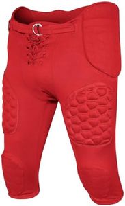 Exxact Sports Rebel Youth Football Pants with Built in Pads, Lightweight Integrated Football Practice Pants with Lace-up Fly (YXL, Red)