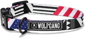 Wolfgang Man & Beast Premium Adjustable Dog Training Collar, Made in USA, PledgeAllegiance Print, Small (5/8 Inch x 8-12 Inch)