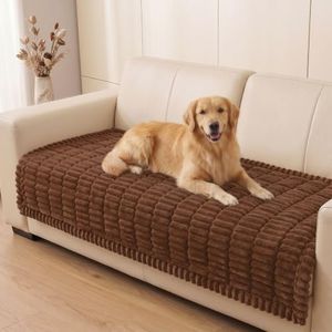 Smiry Couch Cover for Dogs Washable, Non Slip Fuzzy Pet Couch Covers for 3 Cushion Sofa Pet Friendly, Thick Soft Sofa Slipcovers Cushion Protector (Brown, 35.4" x 95")
