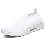 MGNLRTI Trainers for Men Running Shoes Casual Lightweight Slip on Sneakers Gym Walking Trainers White Mens Size 10 UK(Label Size:45)