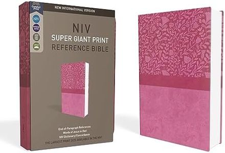 NIV, Super Giant Print Reference Bible (Font Size: 16.5-point), Leathersoft, Pink, Red Letter, Comfort Print
