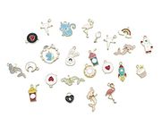 SATYAM KRAFT 24 Pcs Mix Design Metal, Multi Pendant Charms For Rakshabandhan Rakhi Making Materials,Key Chain Earring Necklaces Bracelet Making Accessories (Mix Color) (24 Pcs) (Style 1)