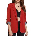 MINTLIMIT Women's Jacket Suit Casual Pockets Button Suit Jacket Open front Shawl Collar Suit (Red,L)