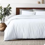 Bare Home Queen Duvet Cover - 100% Linen - Breathable and Durable - Duvet Cover with Pillow Shams (Full/Queen, Soft White)