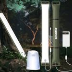 SELORSS Lampes de Camping gonflables 33,86in / 86cm Lampe télescopique Pliable Outask, lumière LED extérieure Portable IP66 étanche avec USB lumineux à intensité Variable Pour le Camping - Vert