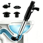 Rechargeable Electric Toilet Plunger High Pressure Air Drain Unblocker, Cordless Heavy Duty Clog Remover with Multi Sizes Plunger Heads for Toilet Sink Shower Drain Household Blockage Cleaner