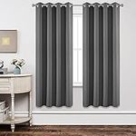 Joydeco Blackout Curtains 72 Inch Length 2 Panels Set, Thermal Insulated Long Curtains& Drapes 2 Burg, Room Darkening Grommet Curtains for Living Room Bedroom Window (W52 x L72 Inch, Light Grey)