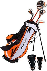 Precise Distinctive Right Handed Junior Golf Club Set for Age 3 to 5 (Height 3' to 3'8") Set Includes: Driver (15"), Hybrid Wood (22*), 7 Iron, Putter, Bonus Stand Bag & 2 Headcovers