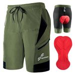 Sportneer Men's Padded Mountain Bike Cycling Shorts Green