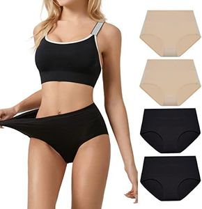 SERISIMPLE Viscose Bamboo Women Luxury Underwear Silky Ultra Soft Briefs Breathable Stretch High&Mid Waist Panties 4 pack (XXXL, High-Assorted 2)