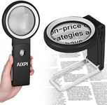 30x 40x Magnifying Glass with Light and Stand, Large Handheld Magnifying Glasses 18 LED Illuminated Lighted Magnifier for Macular Degeneration, Seniors Reading, hobbies, Coins, Jewelry (Black&White)