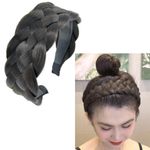 5 Strands Synthetic Hair Braided Headband for Women Wig Braid Headbands Classic Wide Head Bands Chunky Christmas Party Headband for Women Girls Braids Hair Band Accessories