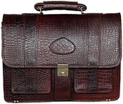 Red Cherry Genuine Leather Business Briefcase Bag Up to 16'' Inch Laptop Compartment 24 Litre's Capacity Expandable Feature's Amite Swiss Security Lock Closure