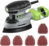 WORKPRO Detail Sander, 13,000 OPM Compact Electric Sander with Dust Collector, 1.6Amp Power Sander with 15PCS Sanderpapers for Tight Spaces Woodworking