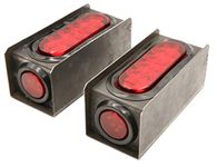 PEAKTOW PTL0434 Trailer Truck Steel Light Boxes with 6 Inches LED Red Oval Tail Light & 2 Inches LED Red Round Side Lights–Pack of 2