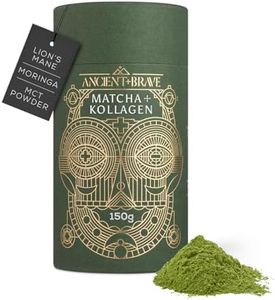 Ancient + Brave Matcha + Collagen 150 g – Mentale Klarheit – Hydrolysierte Kollagenpeptide für Haut, Haare & Nägel – Bio-Matcha-Tee, MCT-Öl, Moringa & Zimt, Lion's Mane Heilpilz, Proteinreich