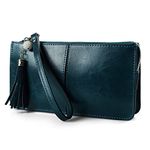 Befen Soft Leather Wristlet Phone Wallet Clutch Purse with Card Slots- Peacock Green