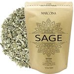 Sage Tea Pure Loose Leaves Herbal Tea by Marcoina - Cut Leaves, 113g in Resealable Bag, Caffeine-Free Tea from Turkey - Perfect for Hot Brews, Cooking, and Spices - Known as Salvia officinalis, Garden Sage, Culinary Sage, True Sage - 4oz.