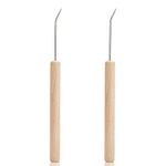 2Pcs Beech Loom Knit Hook Tool Wooden Latch Hook Needle Hooks Crochet Hooks for Knitting Crafts