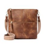 WESTBRONCO Crossbody Purses for Women Medium Shoulder Bag Vegan Leather Handbags with Guitar Strap, 0-brown, 11.5"(L)* 11.4"(W)* 2.5"(H), Crossbody Purse