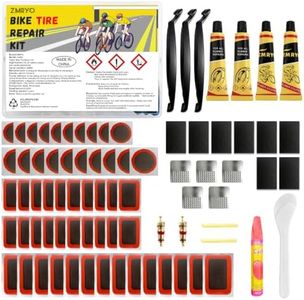 ZMRYO Bike Tire Repair Kit 80 PCS, Flat Tire Repair Kit with 54 Patches, 4 Vulcanizing Glue Tubes, Tire Levers & Valve Core Tools for Bikes, E-Bikes, Scooters & Inner Tube Repairs