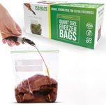 Freezer Bags Quart Size Resealable 150 count Extra Strong and Leak Proof Bags 1 Quart With Double Zipper Perfect for Berries Fruit and Food Quart Freezer Bags