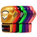 RingMaster Sports Kids Boxing Gloves Carbon Leather Training Sparring Punch Bag Mitt (Gold, 2 oz)