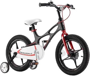 RoyalBaby Space Shuttle 16 Inch Magnesium Alloy Kids Bike with Dual Disc Brakes, Adjustable Handlebar, Seat, Training Wheels, and Kickstand in Black