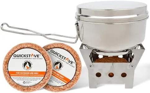 QuickStove Portable Stove Kit with Camping Pot & 2 Fire Starters, Lightweight Stainless Steel Wood Burning Stove for Emergency Preparedness, Survival Supplies, Camping Gear & Outdoor Cooking