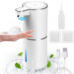 HOMELYLIFE Automatic Soap Dispenser, 380ML Rechargeable Touchless Foam Soap Dispenser, 4 Levels Adjustable, IR Sensor, Wall Mounted Electric Liquid Hand Soap Dispenser Waterproof for Kitchen Bathroom